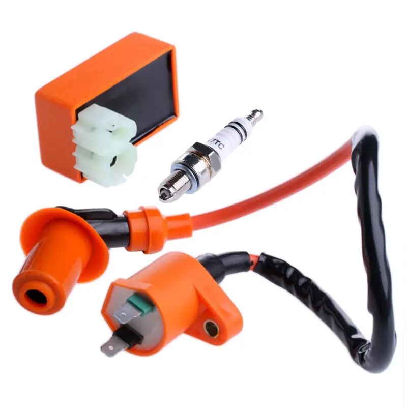 New 1 Set Motorcycle Racing Performance CDI & Ignition Coil & Spark Plug Kit For GY6 50CC 125CC 150CC Motorbike Accessories