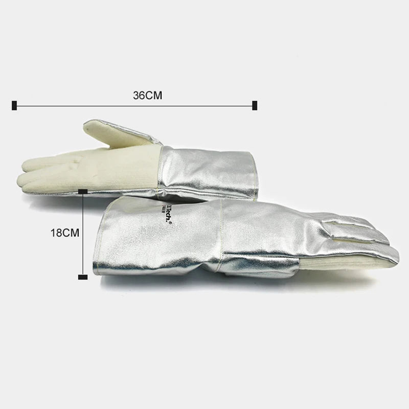 400-1000 Degree Aluminized Insulation Heat Resistant Working Gloves Thicken Flame Retardant Fireproof Protection Welding Gloves