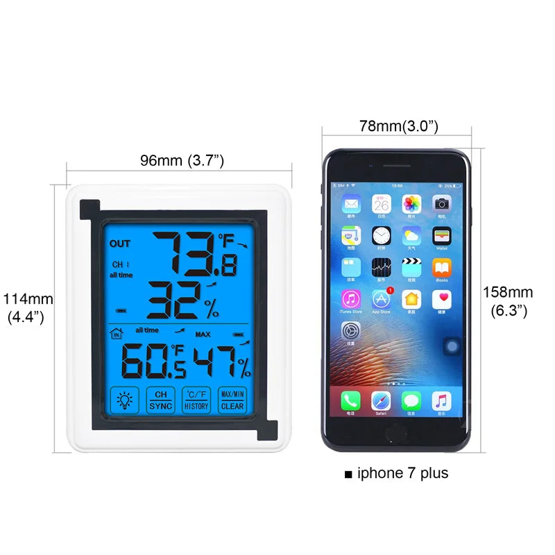 Digital Wireless Weather Station Touch Screen + Outdoor Weather Forecast Sensor Backlight indoor outdoor Thermometer Hygrometer