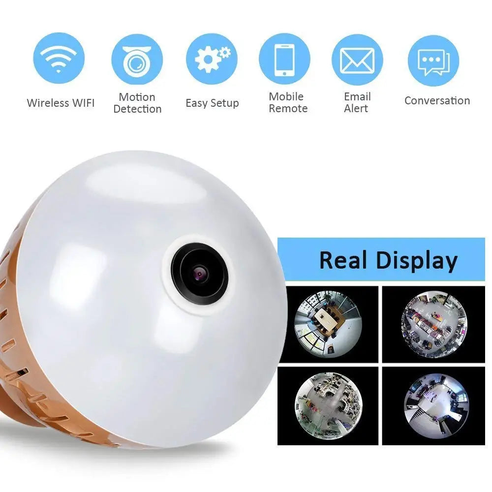 Wifi Panoramic 360 degree 2MP Wireless Light Bulb Fisheye Camera CCTV Smart Home 3D VR Security Lamp WIFI IP Camera Dual Lights