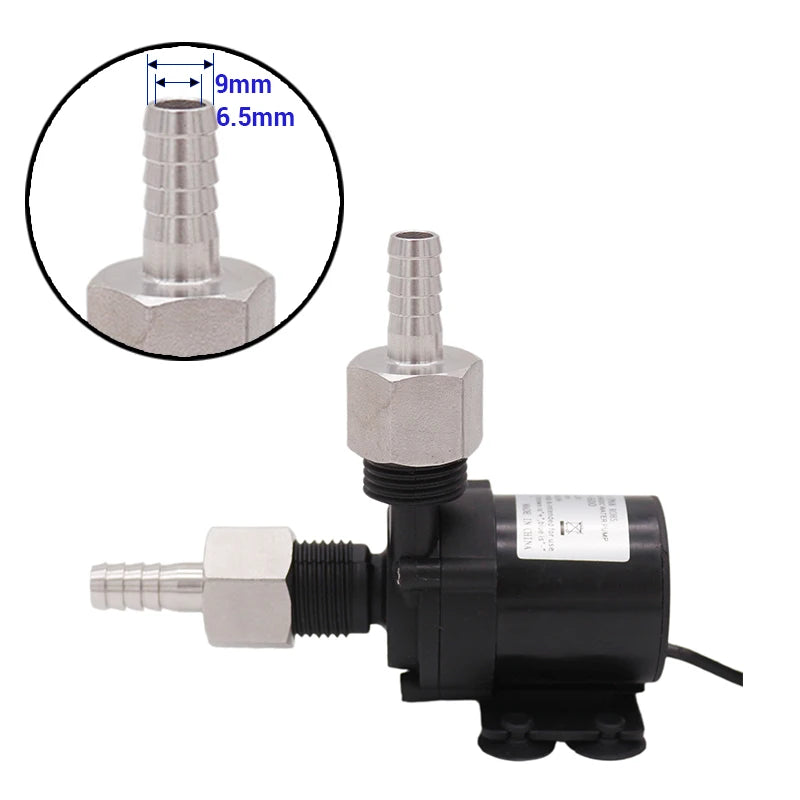 DC 12V Solar Hot Water Heater Circulation Pump with SS Hose Barb Fittings 600 L/H Low Noise  Food Grade Plastic Homebrew Pump