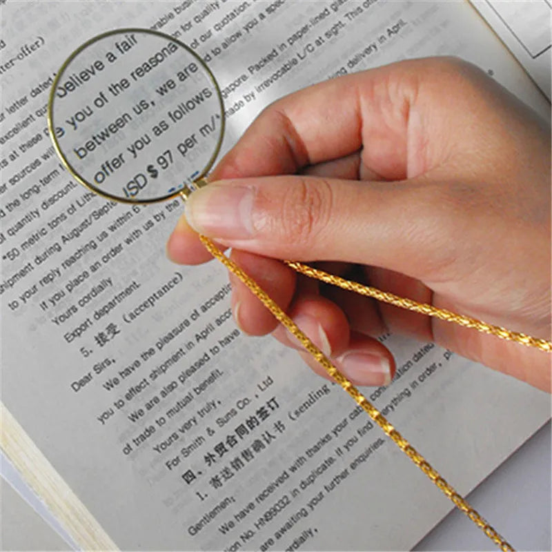 Decorative Monocle Necklace With 5x Magnifier Magnifying Glass Pendant Gold Silver Plated Chain Necklace For Women Jewelry