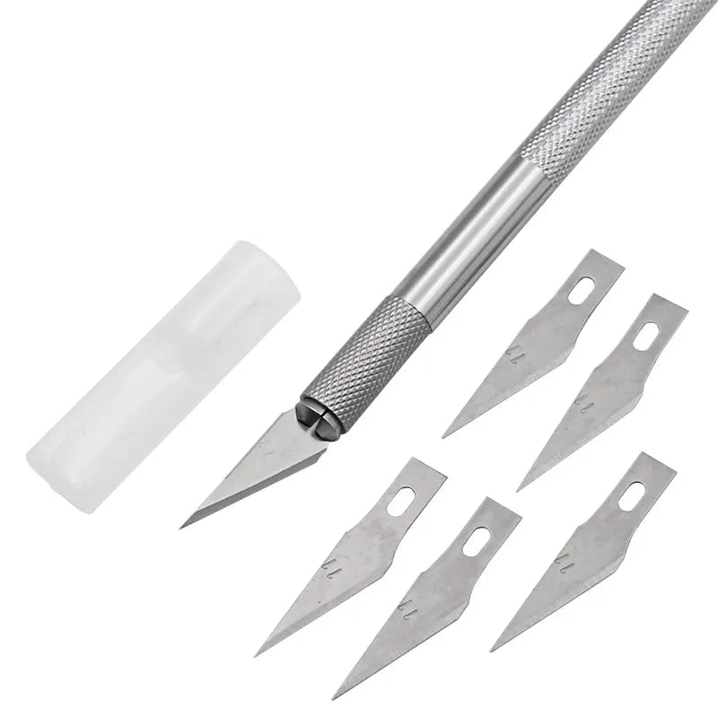 1Set Non-Slip Metal Scalpel Knife Tools Kit Cutter Engraving Craft knives  Blades Mobile Phone PCB DIY Repair Hand Tools