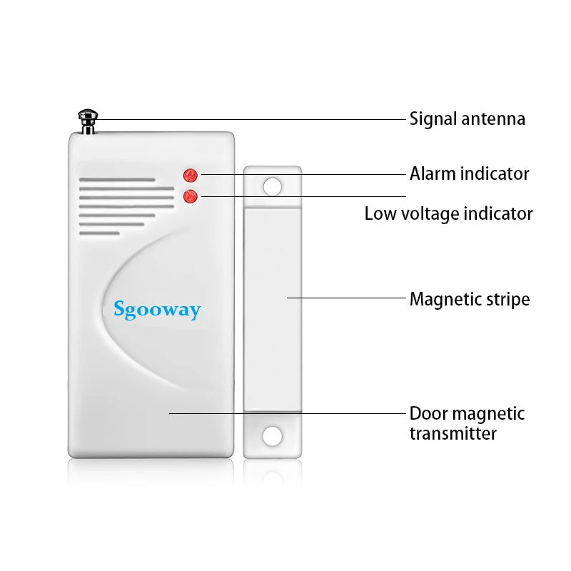 Sgooway 433MHz Wireless Window Door Magnet Sensor Detector For Home Wireless Alarm System wifi alarm gsm