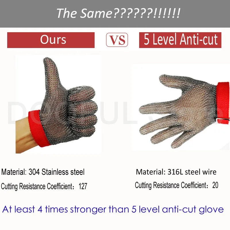 100% 304 Stainless Steel Ring Anti Cut Glove High Quality Knife Resistant Hand Protection Butcher Cutting Protective Gloves