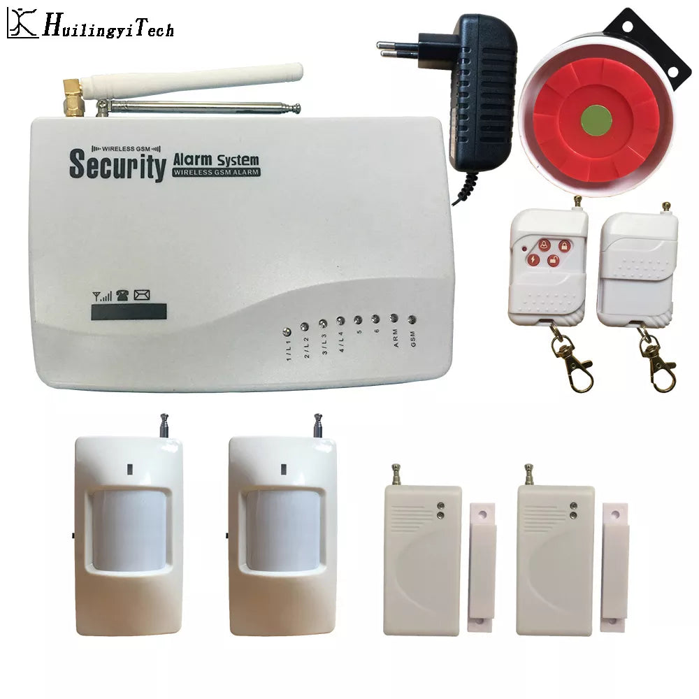 NEW HuilingyiTech Home Alarm System Wireless Gsm Home Security System Door&PIR Infrared Detector 433MHz Alarm Home Burglar Kit