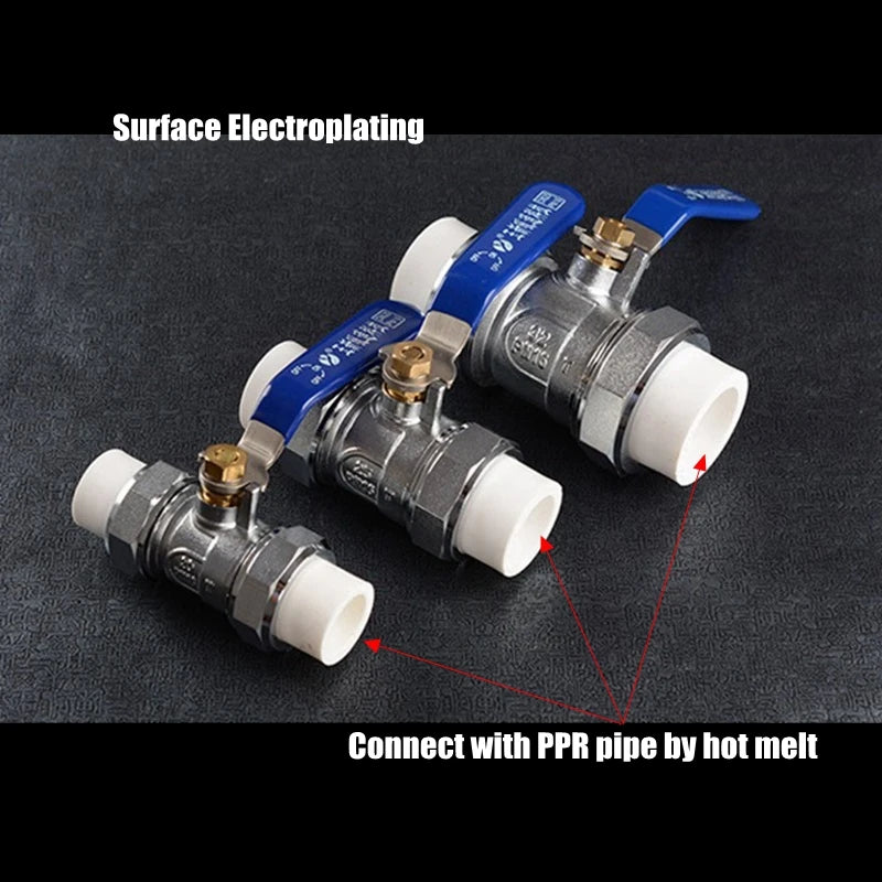 1pcs 20/25/32mm Double Loose Joint PPR Copper Globe Valve Solar Heater Tap Water Heating Pipe Fittings Irrigation Pipe Control