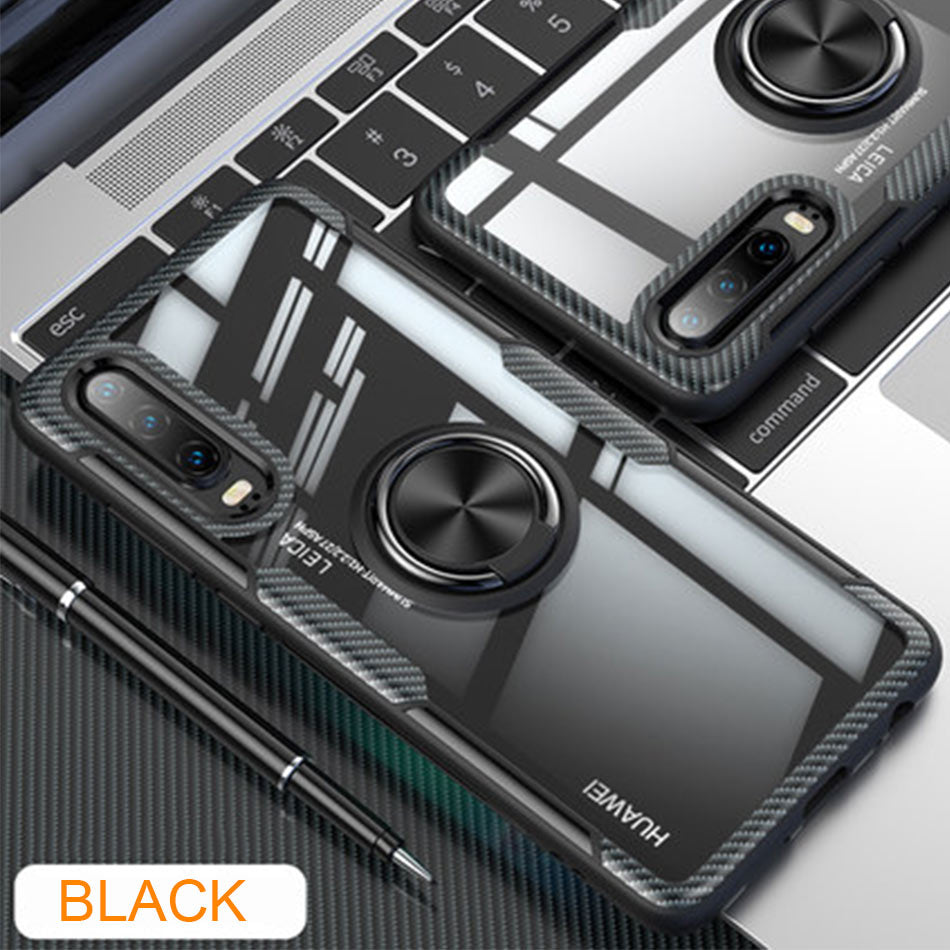 KEYSION Luxury Slim Shockproof Metal Magnetic Car Ring Case for Huawei P30 P20 Pro Lite Soft Silicone Cover for Mate 20 Pro Lite