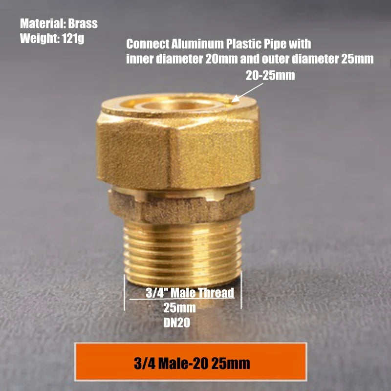 4pcs 1/2" 3/4" 1" To 12-16/16-20/20-25mm Aluminum-Plastic Pipe Joint Solar Heater Geothermal Tube Copper/Brass Elbow/Tee Connect
