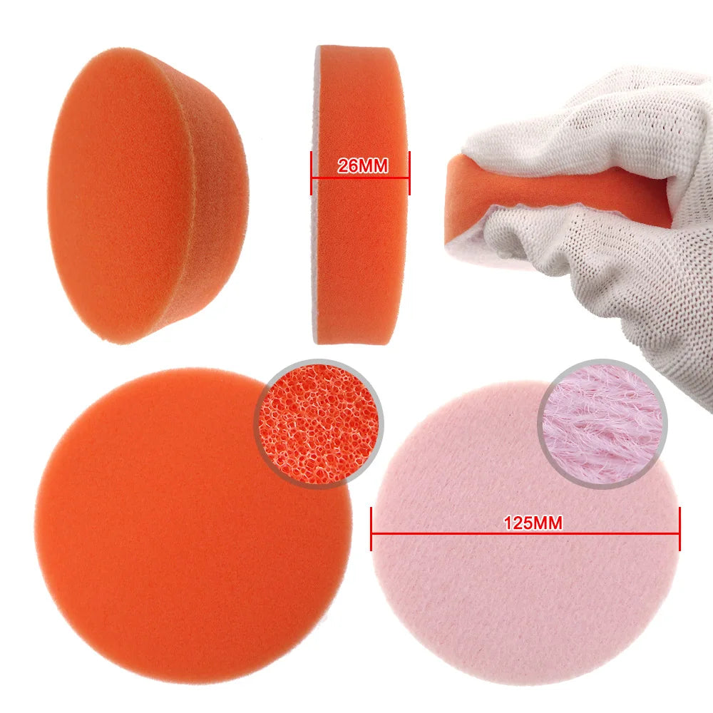 5 Piece Polishing Pads 4''5''6 ''Buffing compound Pads Sponge Waxing Kit for Backing Plate Car Polisher Auto Beauty Paint Care