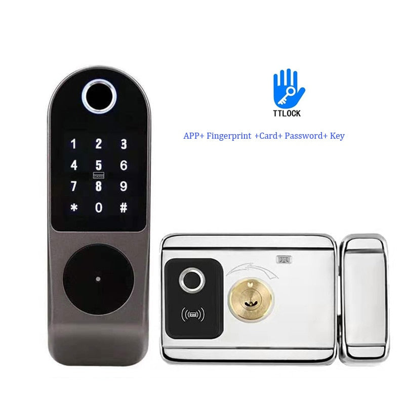 Tuya App Smart Lock Double Side Fingerprint Lock Waterproof Security Home Lock Digital Password RFID Keyless Entry Door Lock