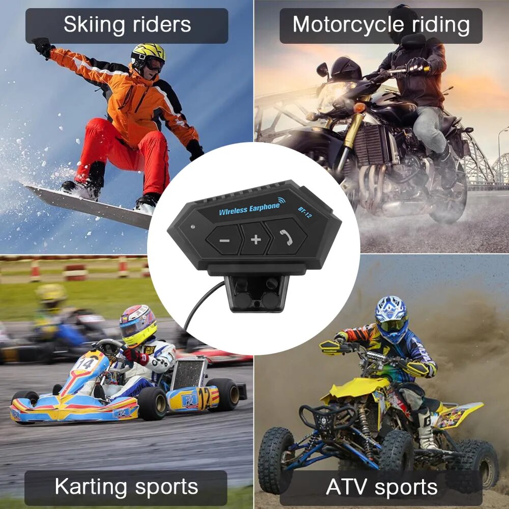 Motorcycle Handsfree Helmet Headsets T2 Bluetooth 5.0 Earphone Long standby Wireless Stereo MP3 Speaker Audio Receiver