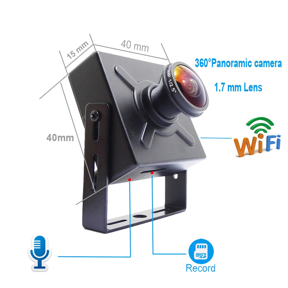 JIENUO 5MP Mini Camera Wifi Fisheye Lens Panoramic Cam 128G Audio Cctv Security Surveillance Wireless Onvif HD Home Ip Camera