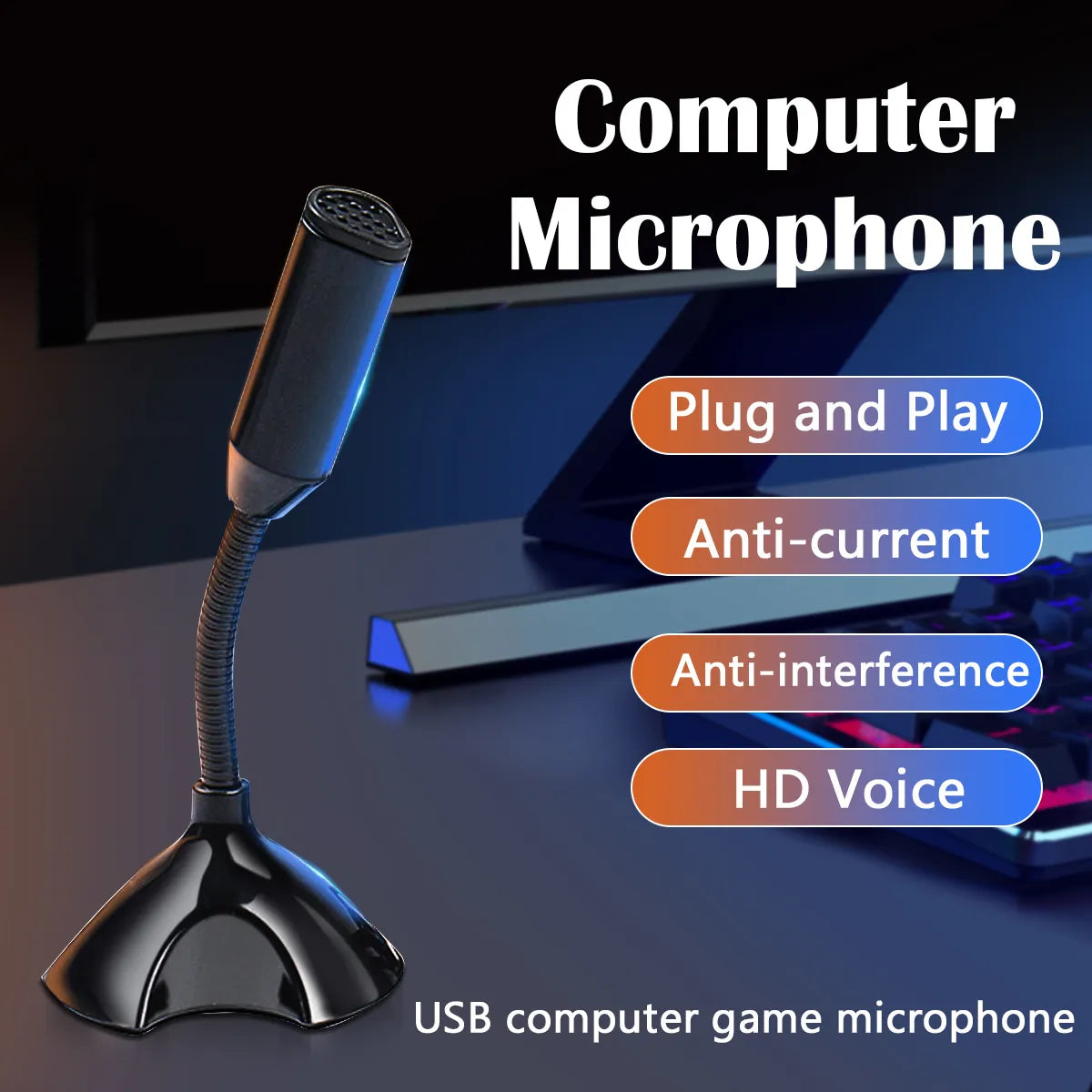 USB Microphone for laptop and Computers Adjustable Studio Singing Gaming Streaming Mikrofon Stand Mic With Holder Desktop