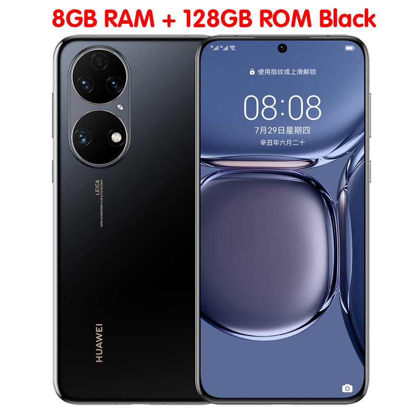 Original Huawei P50 Mobile Phone 6.5" 8G+128G Snapdragon 888 Octa Core HarmonyOS 2.0 IP68 Dust/Water 66W SuperCharge Smartphone