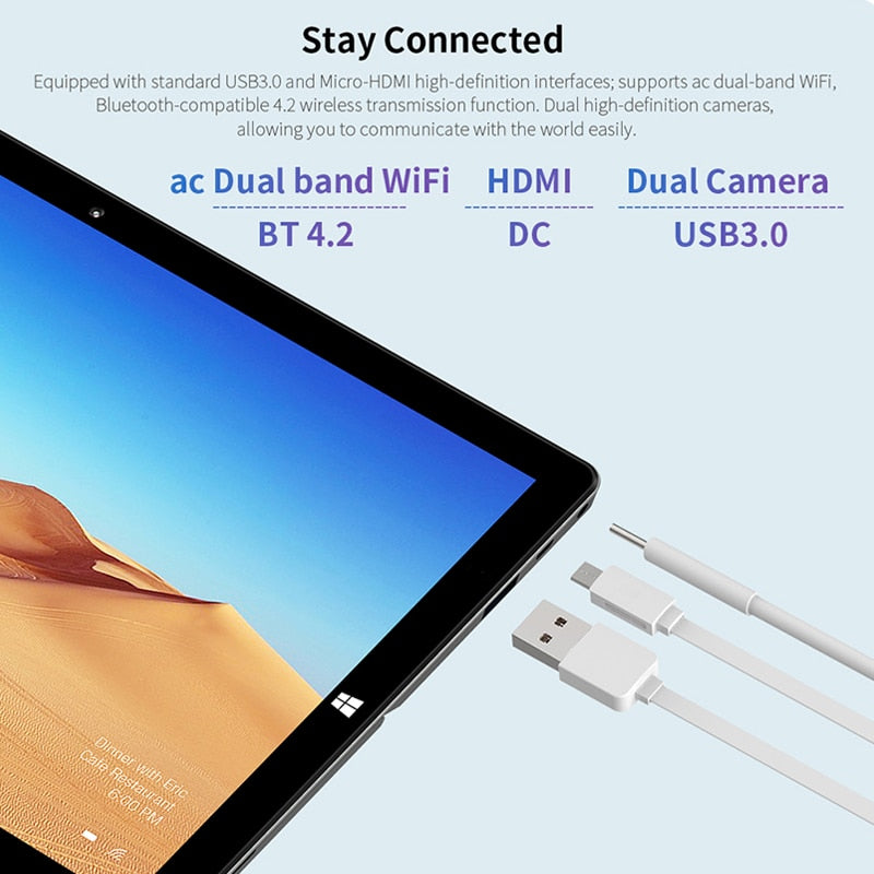 Teclast X11 10.1 inch 2 in 1 Tablet 1920×1200 6GB RAM 128GB SSD Dual Core Tablets PC Intel Gemini Lake N4020 Windows 10 USB3.0