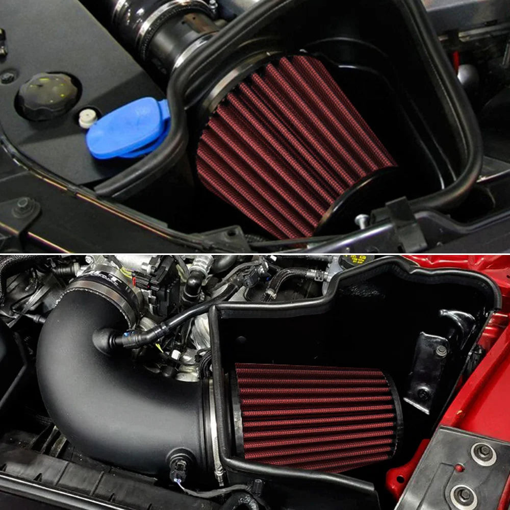 Neck 4" 100mm Universal Car High Flow Cold Air Intake Air Filter Power Intake Air Inlet System Mushroom Head Air Cleaner Red