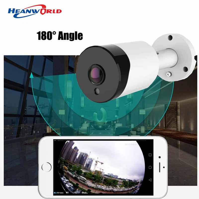 Fish Eye Camera 180 degree Bullet Camera 3MP HD IP Camera Outdoor Panoramic IR Smart Security Camera CCTV P2P H.265+ Web Cam