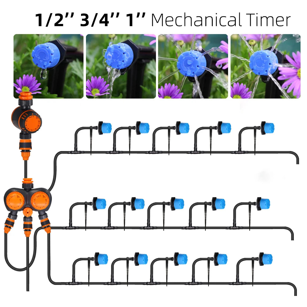 1/2"  3/4"  1"  Mechanical Timer 120 Minutes Manual Controller 16mm Hose Connection Port Garden Irrigation Watering Timing Tool