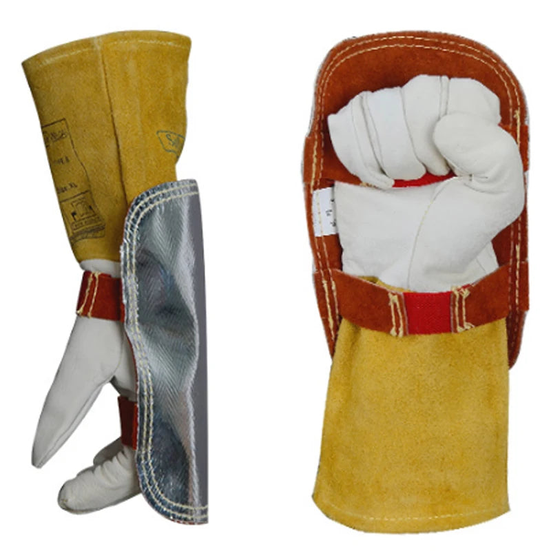 Heat Reflective Aluminized Hand Shields Welder Tools Hot Aluminum Armfuls Arc Protective Leather Welding Gloves Fire Proof High