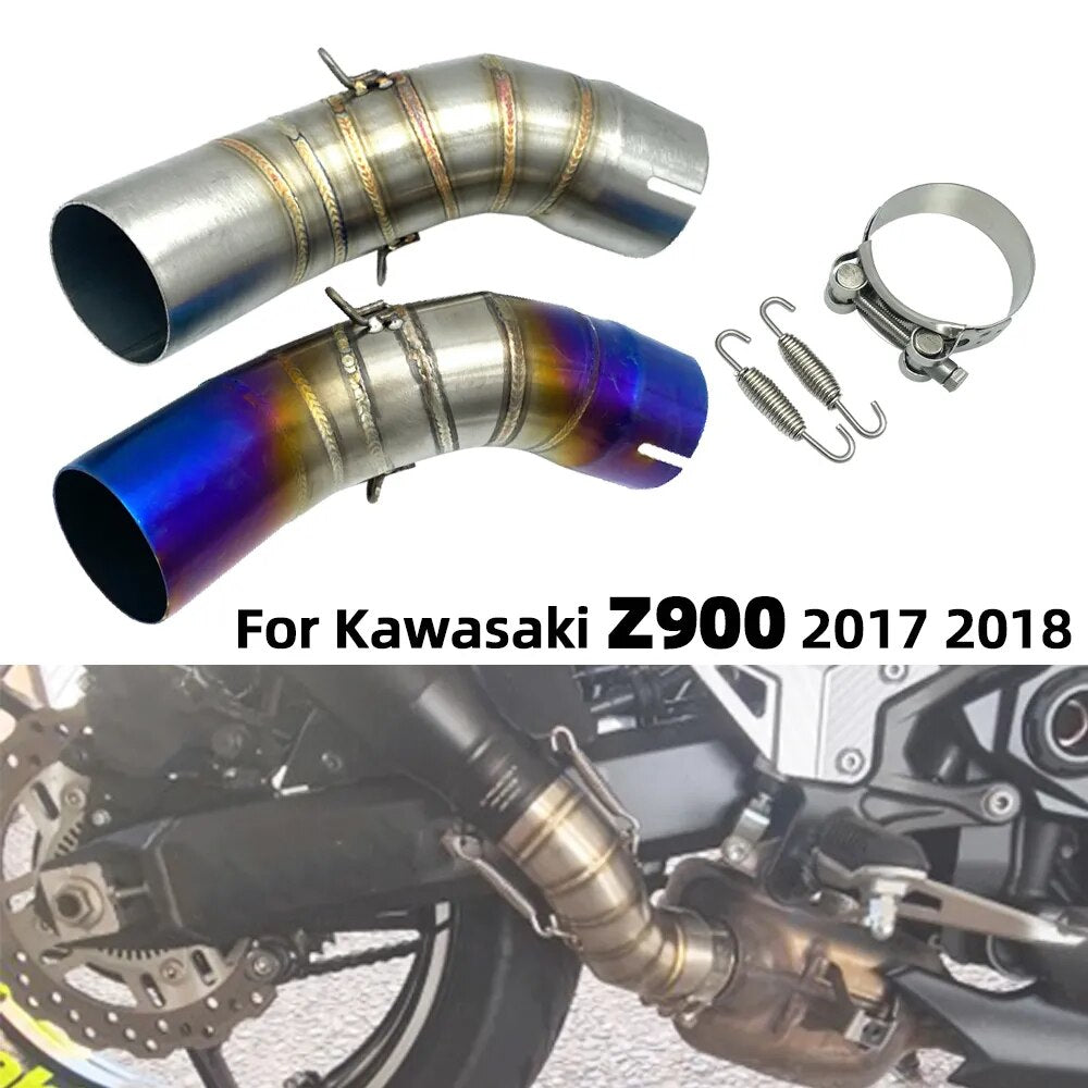 Motorcycle Full Exhaust System Middle Pipe Link Adapter Connect Parts For Kawasaki Z900 Z 900 2017 2018 Without Exhaust Muffler