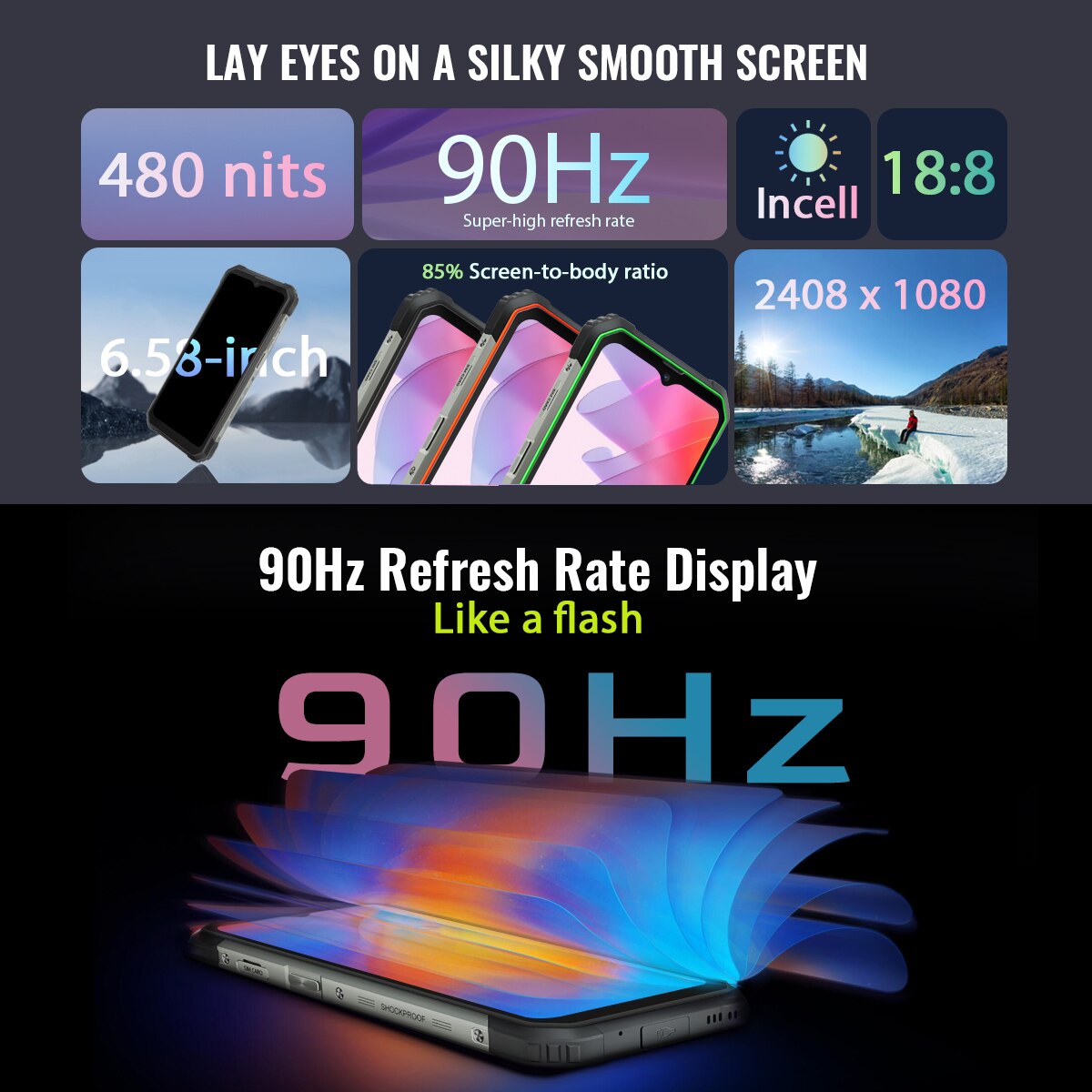 BLACKVIEW BV8800 Rugged Smartphone 8GB+128GB Helio G96 Cell Phone 90Hz Display Mobile Phone 8380mAh 50MP Cameras Global Version