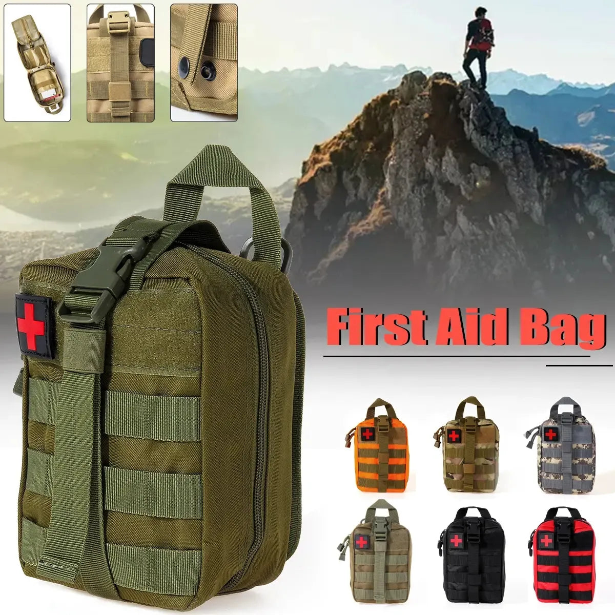Tactical First Aid Kit Waist Bag Emergency Travel Survival Rescue Handbag Waterproof Camping First Aid Pouch Patch Bag Case
