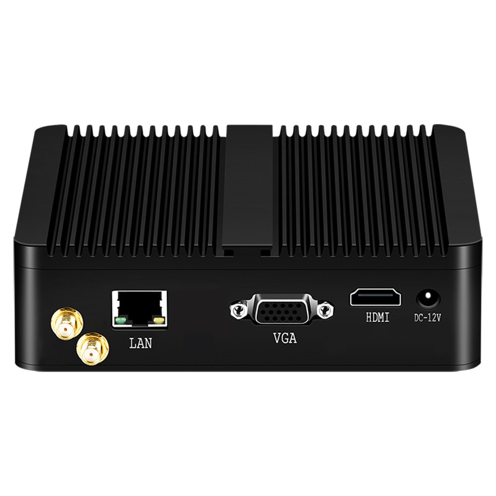 XCY Fanless Mini PC Intel Celeron J1900 Quad Cores Gigabit Ethernet 4x USB HDMI VGA Display Support WiFi Windows Linux/Ubuntu