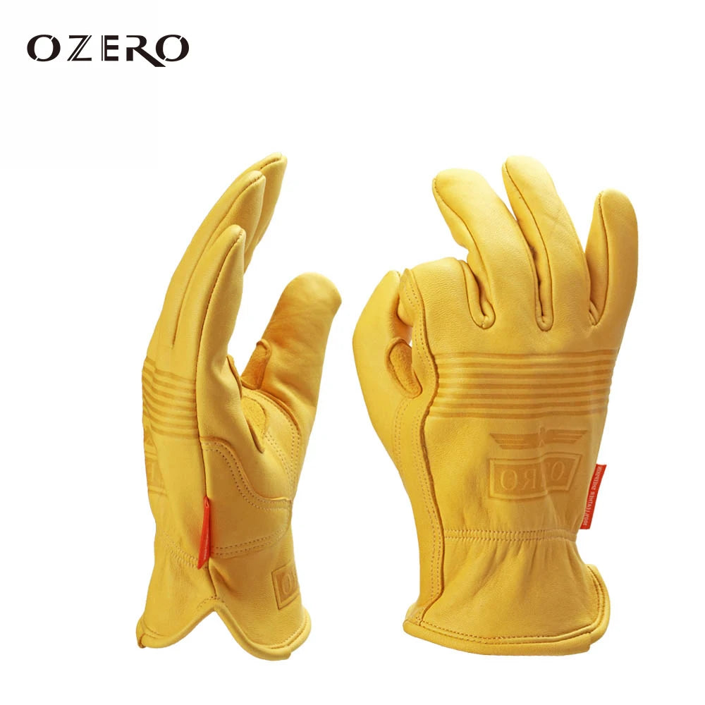 OZERO Men's Work Gloves Motorcycle Riding Leather Security Protection Safety Cutting Working Repairman Garage Racing Gloves 5011