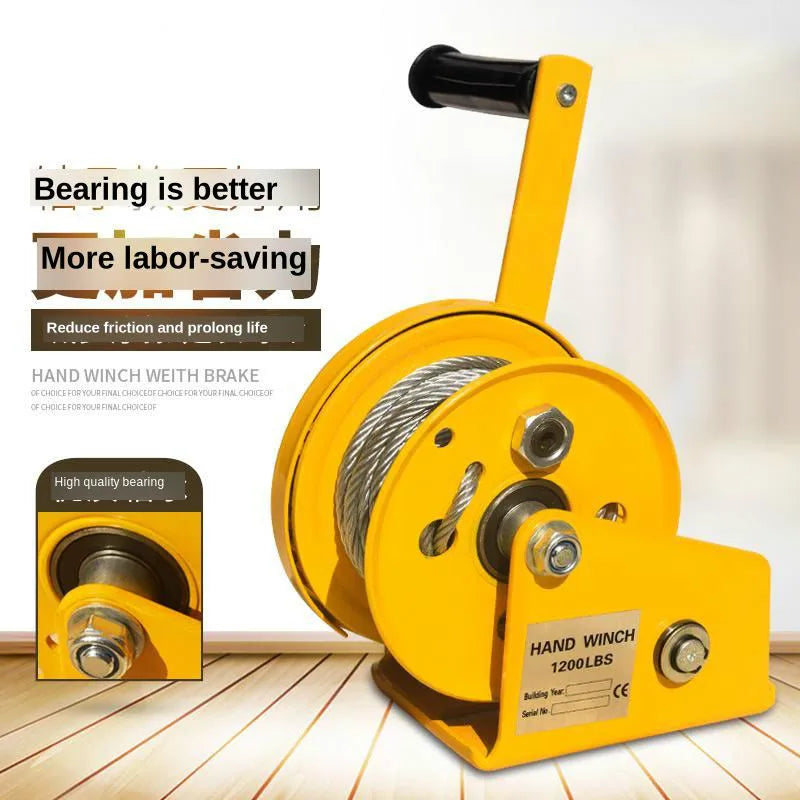 1200 1800 2600LB 5 10M Two-way Self-locking Small Hand Windlass with Automatic Brake Manual Winch Tractor