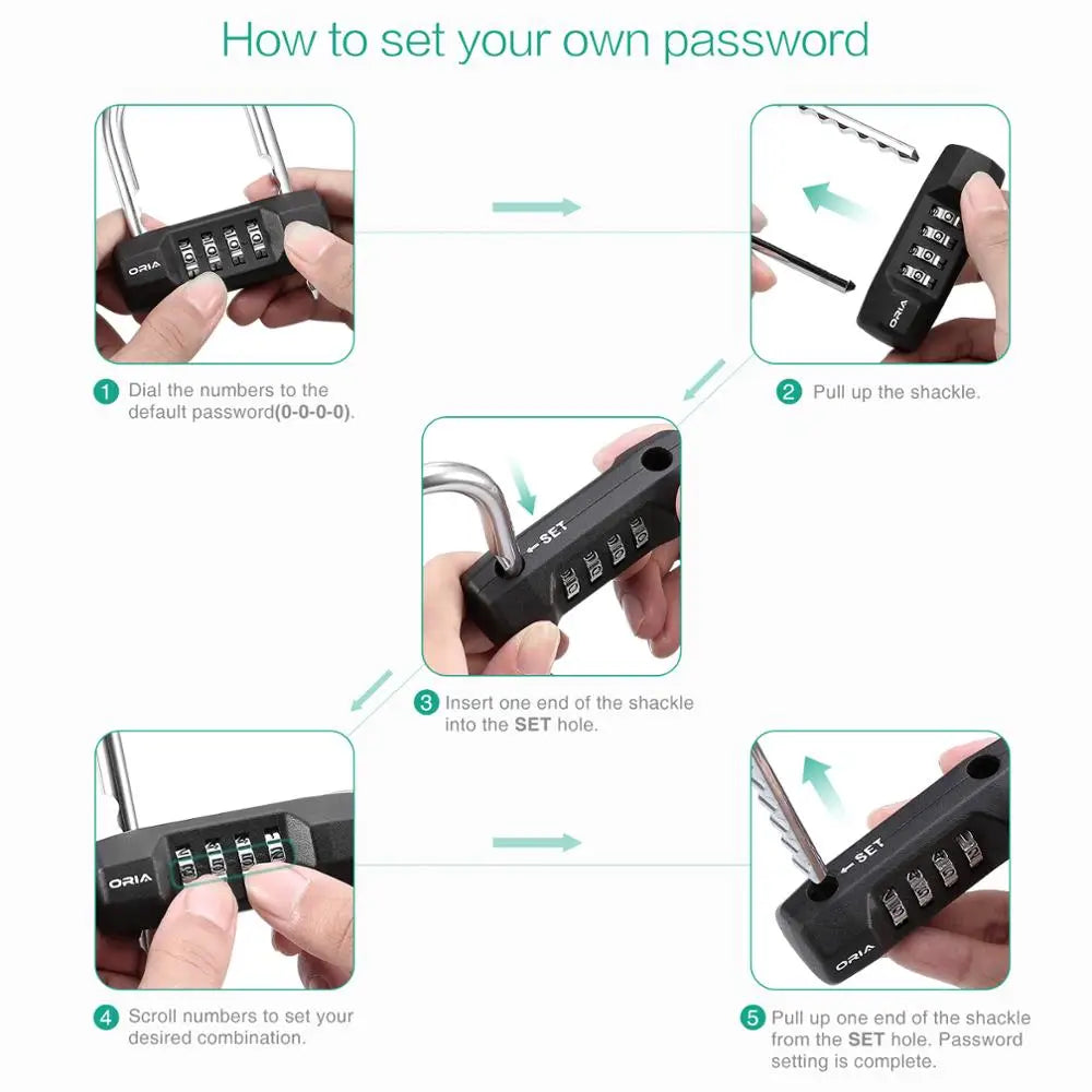 Multifunctional U-Shape Security Padlock Combination 4 Digit Locker Luggage Cabinet Lock Toolbox Door Door Padlock