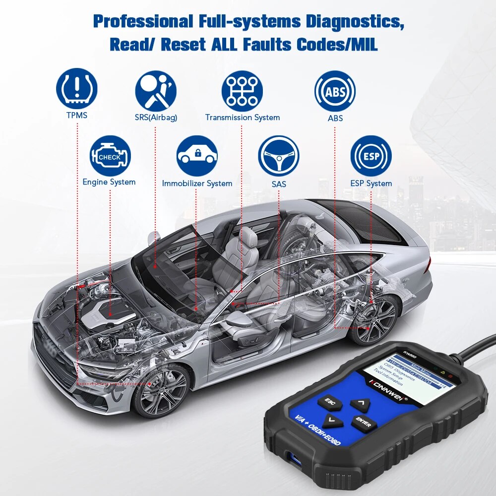KONNWEI KW350 OBD2 Car Scanner Professional Code Reader Scanner OBD2 Auto diagnostic Tool for AUDI/SEAT/SKODA/VW Golf Obd2