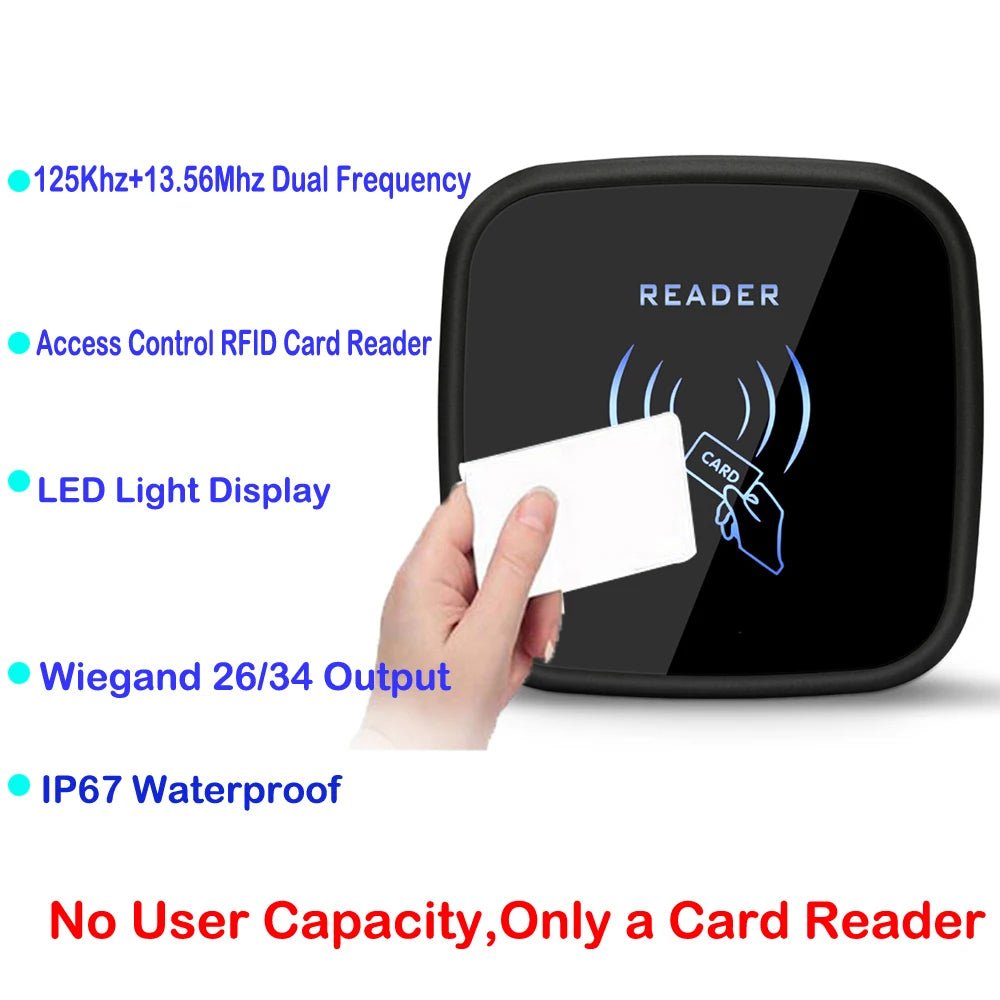 Waterproof RFID Dual Frequency 125Khz 13.56Mhz Smart Card Reader Wiegand 26 34 Interface Door Access Control Slave Card Reader