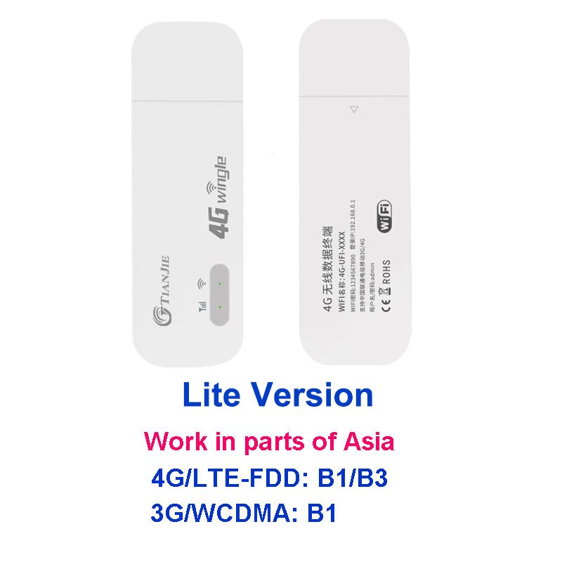 Tianjie 4G Wifi Modem USB Dongle Mobile 150 Mbps Network Cat4 Broadband Unlocked Universal Modified Wireless with SIM Card Slot