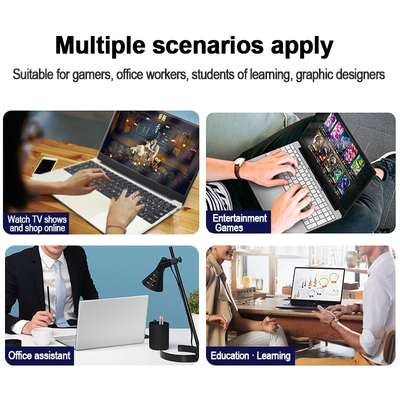 Free ship 15.6 Inch Intel 16GB RAM I7 laptop  I7 core Dual Band WiFi Gaming Laptop Backlit Keyboard Bluetooth Windows 10 office