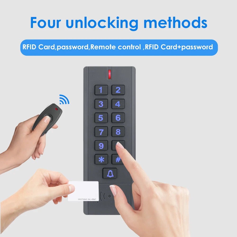 Waterproof Wireless Door Lock Remote Control Access Control 125Khz 13.56Mhz RFID Access Control Wireless Keypad Control Reader
