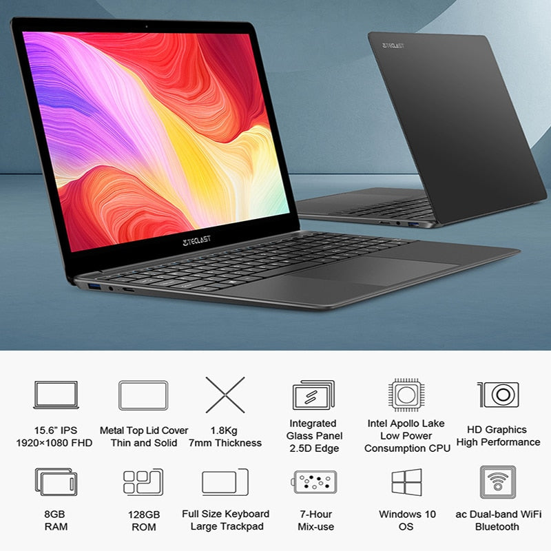 Newest Teclast F15S 15.6 Inch Laptop Windows 10 Notebook 1920x1080 FHD Intel Apollo Lake Laptops 6GB/8GB RAM 128GB ROM Dual Wifi