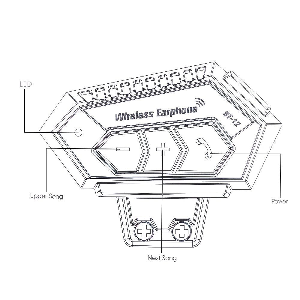 Motorcycle Handsfree Helmet Headsets T2 Bluetooth 5.0 Earphone Long standby Wireless Stereo MP3 Speaker Audio Receiver