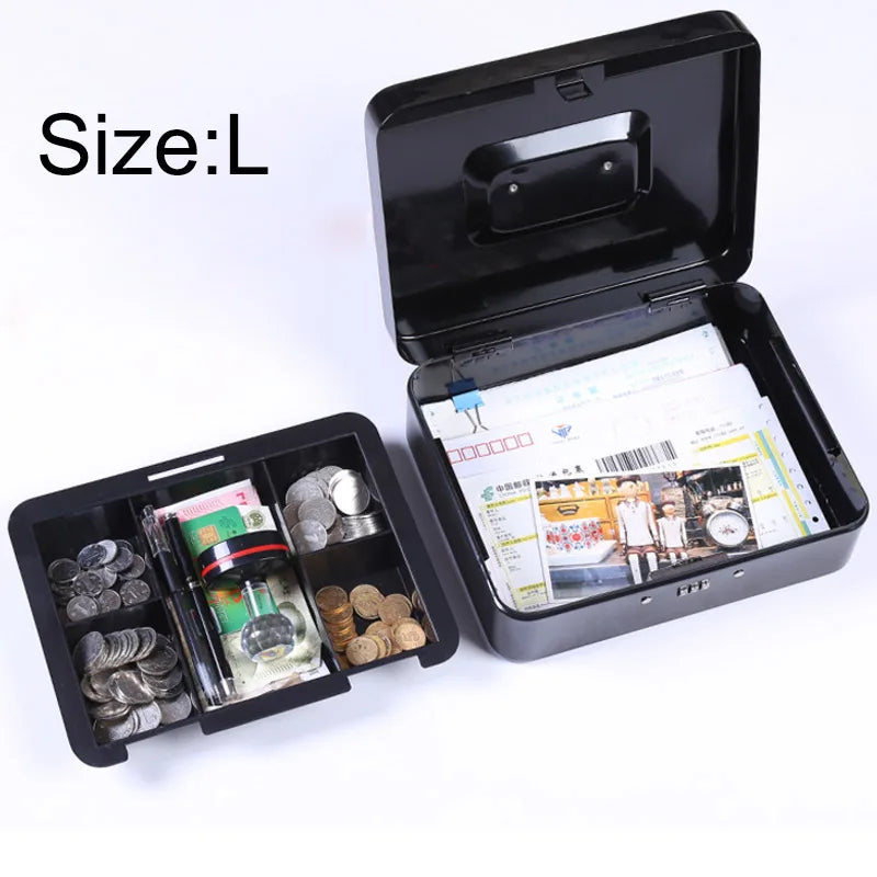 Portable Security Safe Box Password Lock Money Jewelry Storage Metal Box with Lock for Home School Office Security Cash Key Boxs