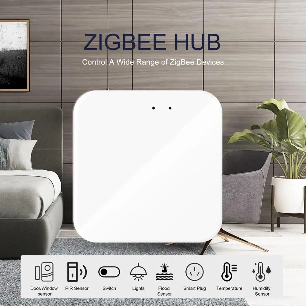 Tuya ZigBee Gateway Bridge, Wired/Wireless Smart Hub, Smart Life App Remote Control, Compatible with Alexa Google Home Assistant