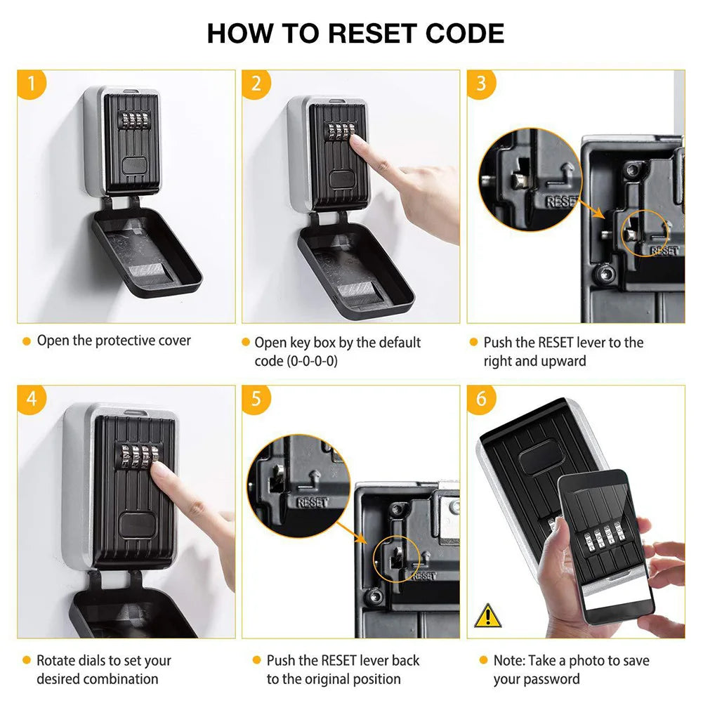Waterproof Wall Mount Key Storage Secret Box Organizer 4 Digit Password Security Lock No Key Home Office Safe Box caja fuerte