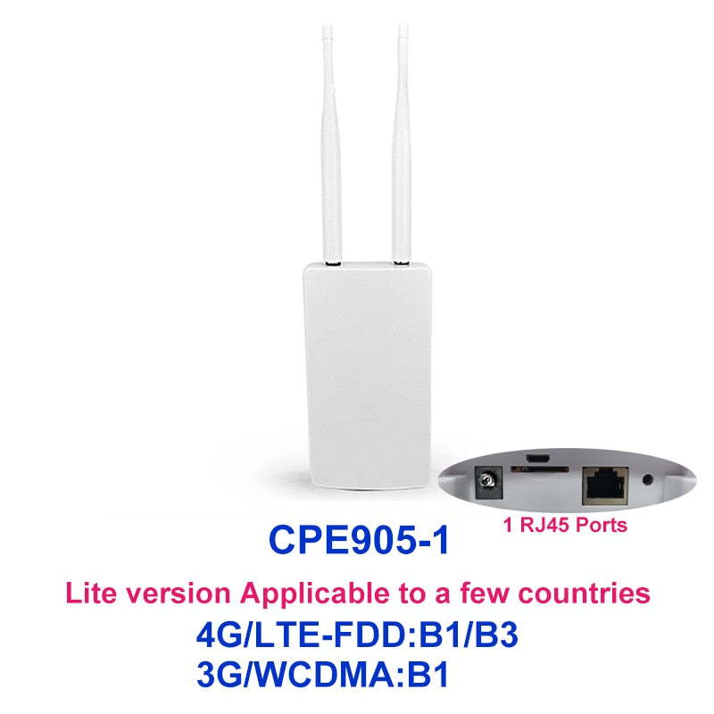 TIANJIE CPE905 Outerdoor Waterproof 150Mbps Smart 4G Router Home Hotspot RJ45 WAN LAN WIFI Coverage Modem External Antenna CPE
