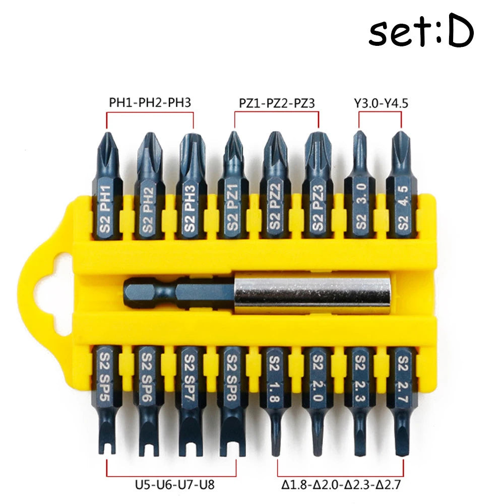 17PCS Electric Screwdriver Bit Set Hex Magnetic Insert Bit Set Torx Flat Head Cross Electric Screwdriver Screws