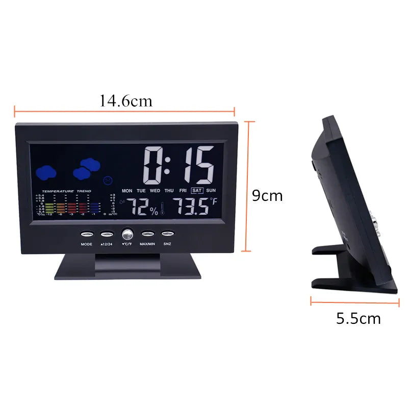 Multi-functional Weather Station Clock Thermometer Hygrometer Calendar Digital LCD Display Temperature and  Humidity Meter
