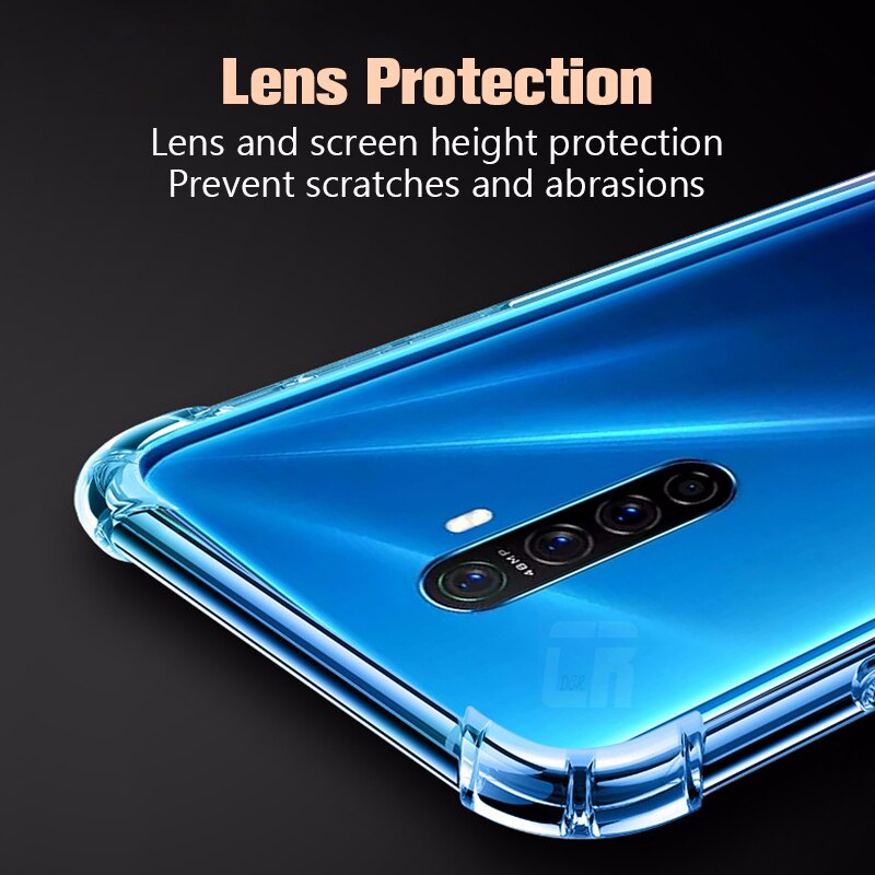 Transparent Case for OPPO Reno 2Z A9 A5 2020 R17 R15 A72 Shockproof Airbag Case for Realme GT X7 6 X XT 5 3 X2 8 Pro Phone Cases