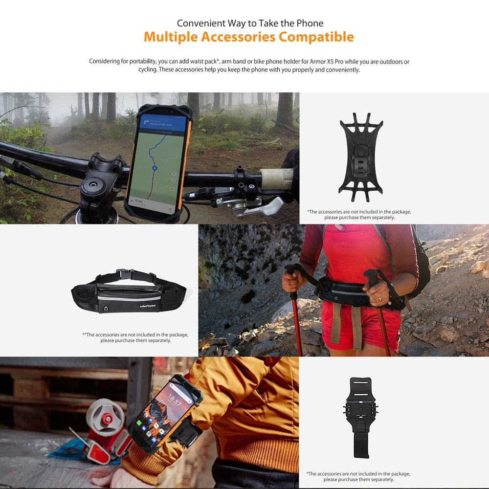 Ulefone Armor X5 Pro Rugged Waterproof Smartphone 4GB+64GB Octa Core Android 10.0 Cell Phone NFC 4G LTE Mobile Phone 5000mAh