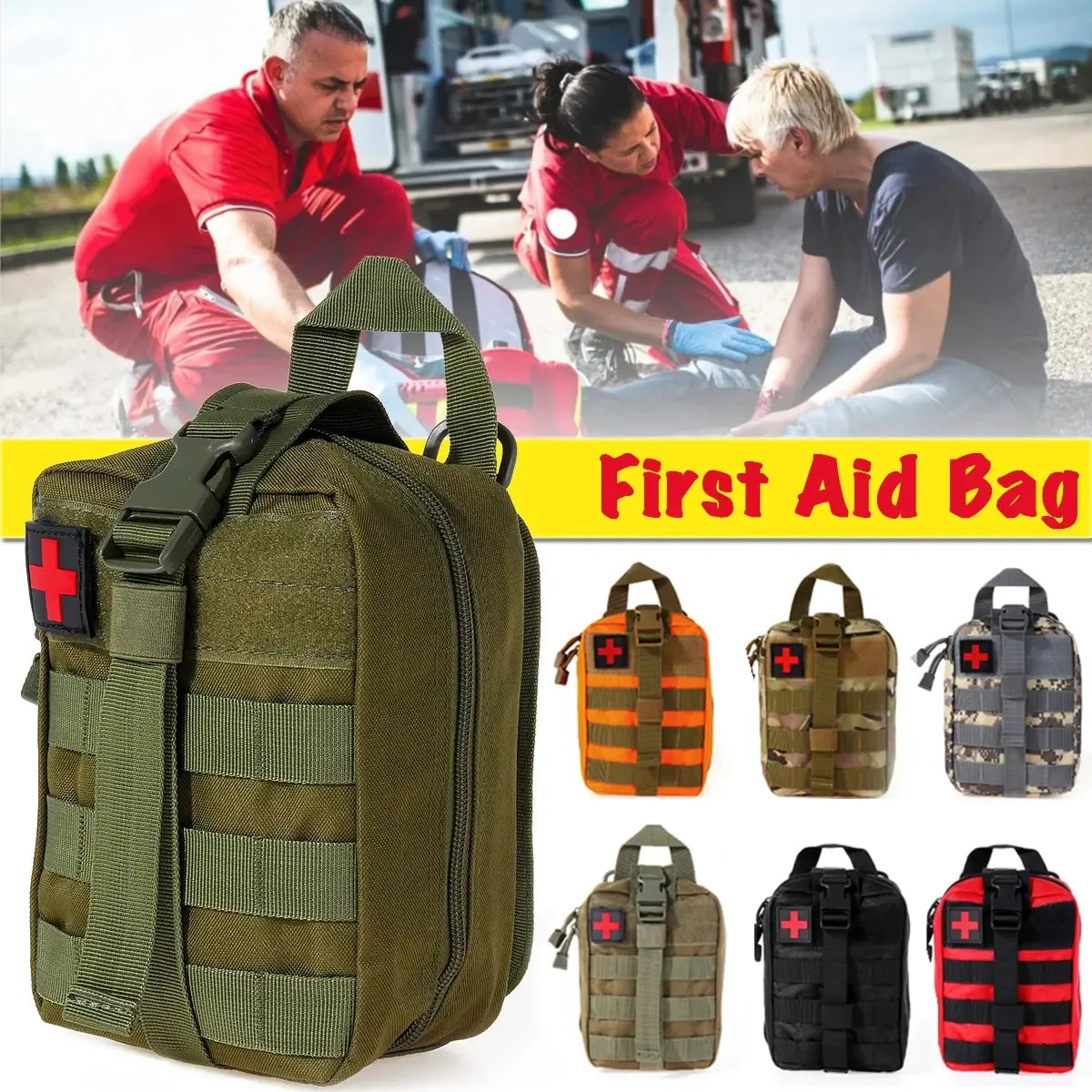 Tactical First Aid Kit Waist Bag Emergency Travel Survival Rescue Handbag Waterproof Camping First Aid Pouch Patch Bag Case