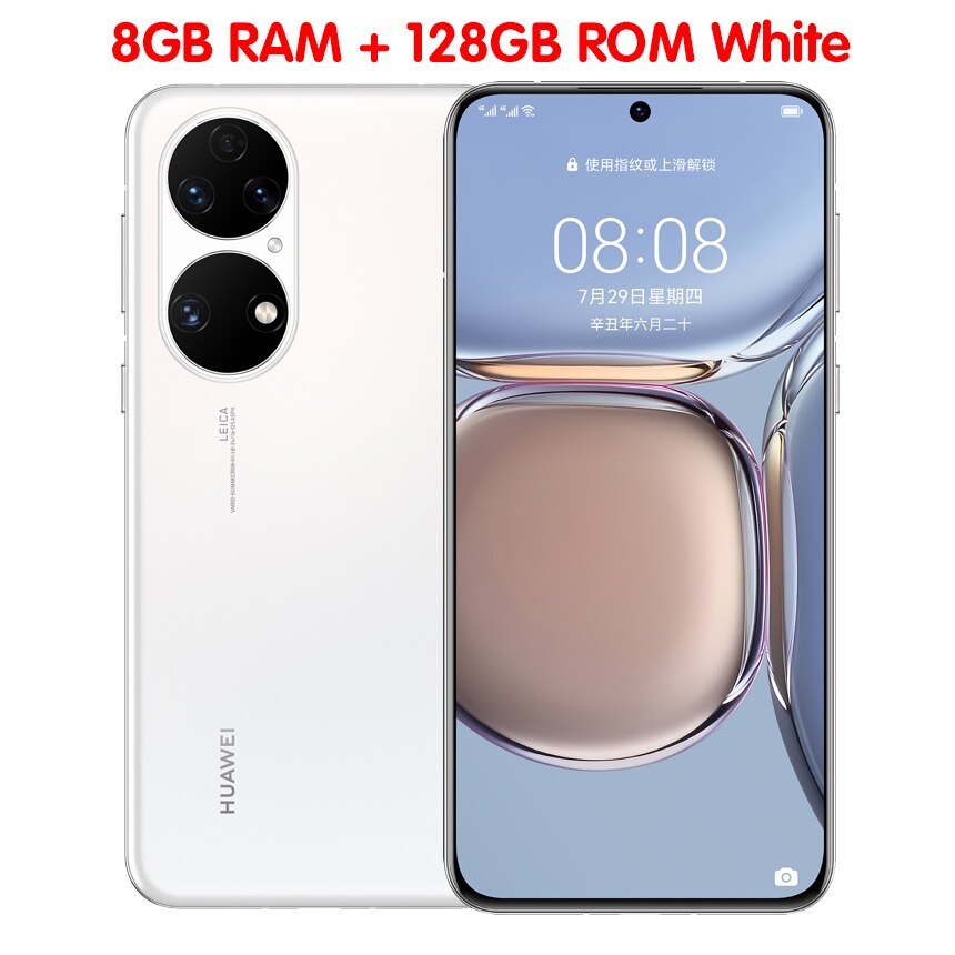 Original Huawei P50 Mobile Phone 6.5" 8G+128G Snapdragon 888 Octa Core HarmonyOS 2.0 IP68 Dust/Water 66W SuperCharge Smartphone