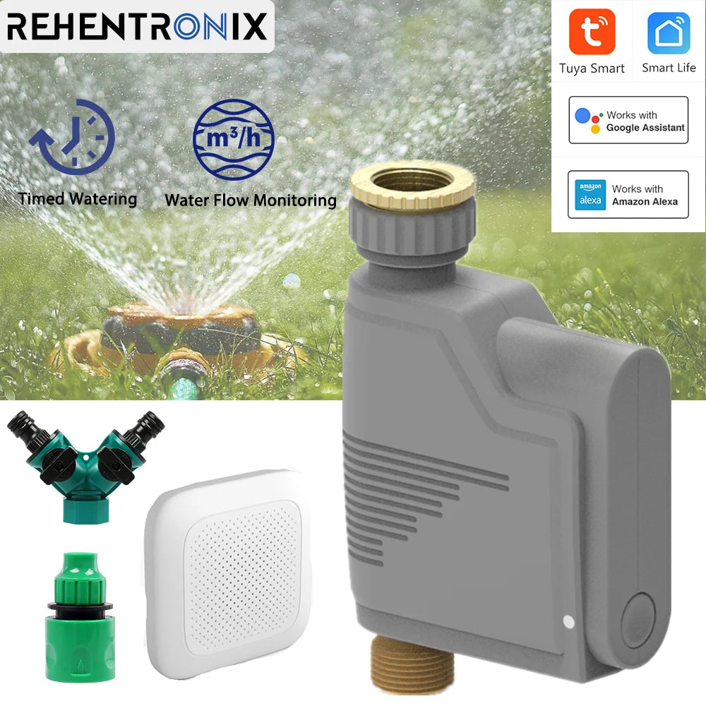 Tuya WiFi Water Valve Automatic Watering Timer Intelligent Watering Volume Control Circulating Irrigation System Smart Sprinker