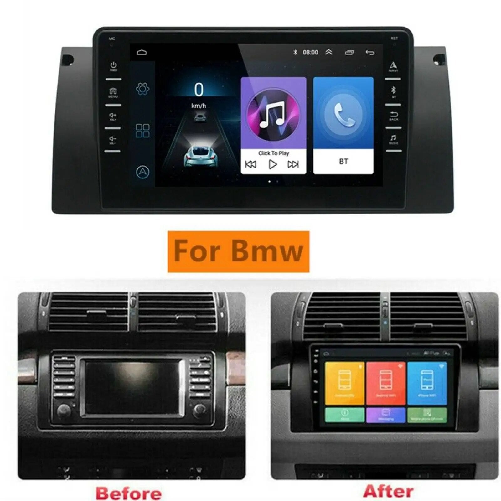 For BMW E39 E53 E38 Car Stereo Radio Android 9.1 GPS Navigation Head Unit  Wifi HD Multimedia MP5 Player 2 Din